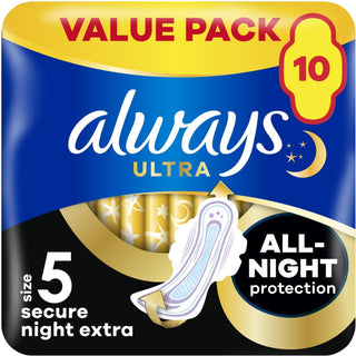 Always Assorbenti Igienici Da Notte Ultra Secure Night Extra Protection S5 10 Pezzi — Assorbenti igienici