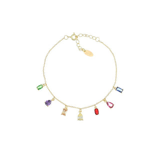 Amen Bracciale Placcato Oro Con Zirconi Colorati Elegance BRRAGMZ1 — Bracciale