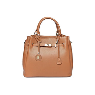 Anna Luchini Borsa A Mano In Pelle Camel — Borsa