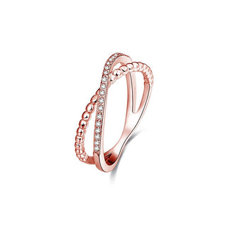 Beneto Anillo Doble Chapado en Oro Rosa en Plata Agg195 - Circunferencia: 60 Mm 