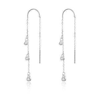 Beneto Pendientes largos de plata con circonitas Aguv1964 