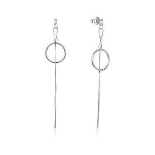 Beneto Pendientes largos de plata con circonitas Agup1981 