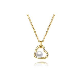 Beneto Collar de plata chapada en oro con perla de río Ags1230 / 47P-Gold 