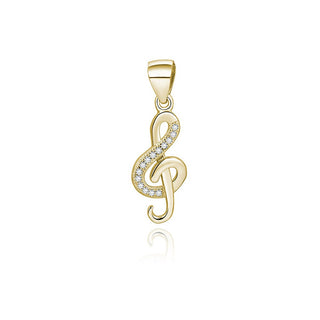 Beneto Colgante chapado en oro con circonitas clave de sol Agh591-Gold 