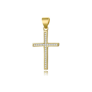 Beneto Colgante En Plata Chapada En Oro Cruz Agh592-Gold 