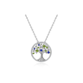 Beneto Collar de plata con circonitas brillantes Árbol de la Vida Ags1232 / 47 