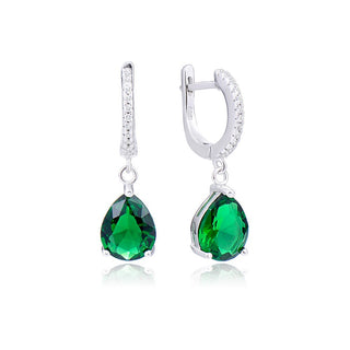Beneto Elegantes pendientes de plata con circonitas verdes Aguc2249 