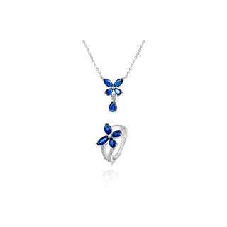Beneto Parure Di Gioielli In Argento Con Motivo Floreale Agset283 Collana Anello — Parure