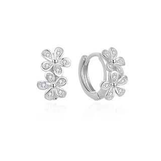Beneto Pendientes redondos florales con circonitas Aguc2622 