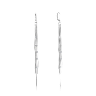 Beneto Pendientes largos de cadena en plata con circonitas Aguc2695 