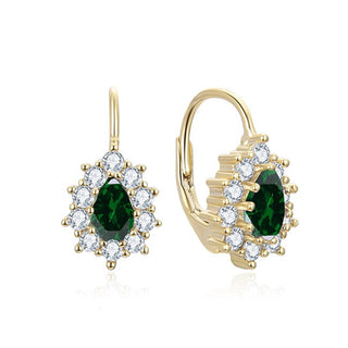 Beneto Pendientes chapados en oro con circonitas verdes Aguc3298Gr-Gold 