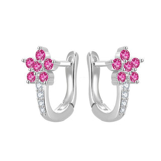 Beneto Pendientes en forma de flor con circonitas Aguc3334-F 