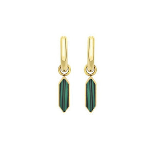 Breil Boucles d'oreilles modernes plaquées or avec malachite Stylize Tj3659 