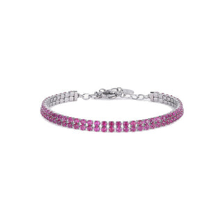 Brosway Pulsera Tennis De Doble Vuelta Con Circonitas Fucsia Desideri Bei098 