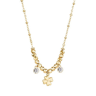 Brosway Collar moderno chapado en oro con trébol de cuatro hojas para el chakra de la suerte Bhkn164 