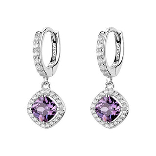 Brosway Pendientes de aro de plata con circonitas cúbicas Fancy Magic Purple Fmp125 
