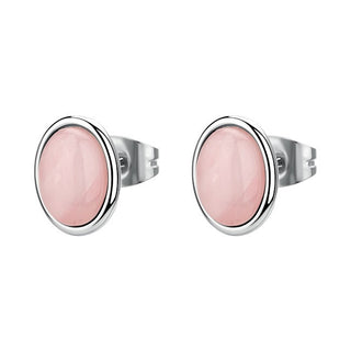 Brosway Pendientes Ovalados De Acero Con Cuarzo Rosa Essential Bnl146 