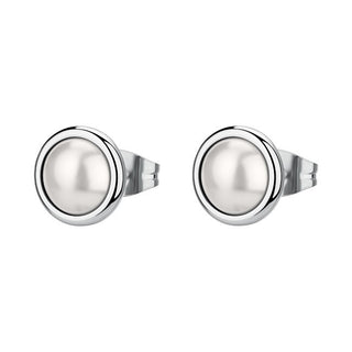 Brosway Pendientes de botón de acero con perlas Essential Bnl148 