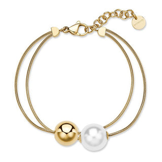 Brosway Pulsera Doble Chapada en Oro con Perla Sintética Perfect Bpc55 