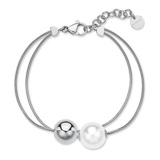 Brosway Pulsera Doble De Acero Con Perla Sintética Perfect Bpc54 