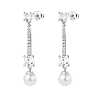 Brosway Pendientes Colgantes De Plata Con Perlas Sintéticas Blancas Infinite Fancy Fiw175 