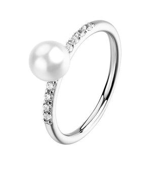 Brosway Elegante Anillo De Plata Con Circonitas Y Perla Fancy Infinite White Fiw177 - Circunferencia: 58 Mm 