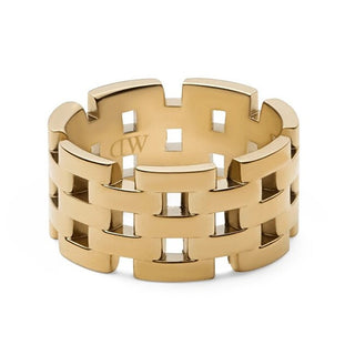 Daniel Wellington Espléndido anillo de acero chapado en oro 5-Link Dw0040100 - Circuito: 52 Mm 