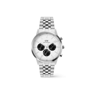 Daniel Wellington Iconic 42 Chronograph Arch 5-Link Off-White Panda Silver — Orologio
