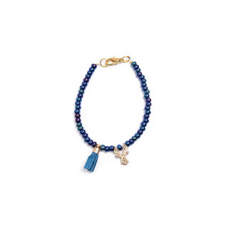 Deers Mini Pulsera Con Perlas Azules Y Astas De Ciervo 