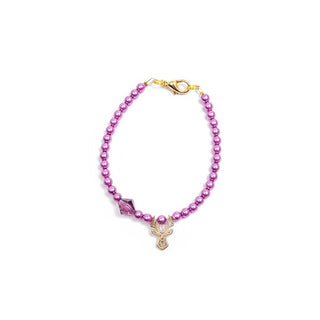 Deers Mini Pulsera Con Cuentas Moradas Y Cuernos De Ciervo 