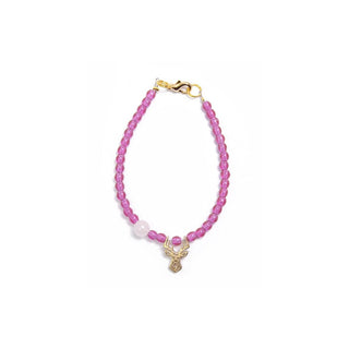 Deers Mini Pulsera Con Cuentas Moradas Y Cuarzo Rosa 