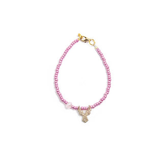 Deers Mini Braccialetto Con Perline Rosa E Corna Di Cervo — Bracciale