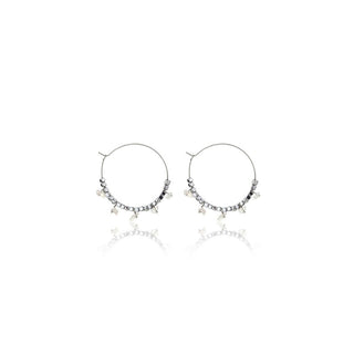 Emily Westwood Pendientes de aro de acero con cuarzo rosa Eden Ewe23040S 