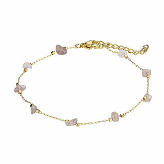 Emily Westwood Pulsera chapada en oro a juego con cuarzo rosa Ewb23021G 