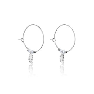 Emily Westwood Pendientes de aro de acero con perlas Ruth Ewe23064S 