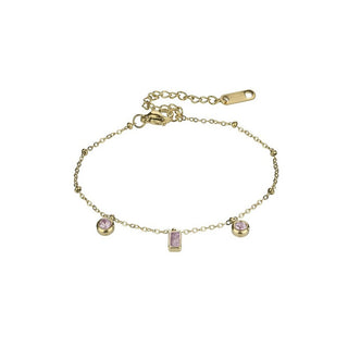 Emily Westwood Pulsera chapada en oro con circonitas rosa claro Gabrielle Ewb24002G 