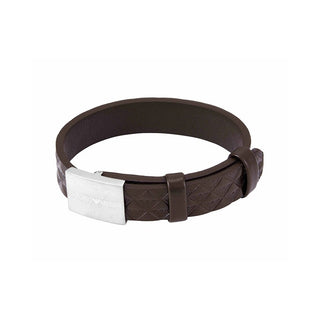 Emporio Armani Pulsera de piel para hombre con logotipo Eagle Egs3135040 