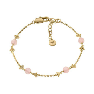 Emporio Armani Fascinante pulsera chapada en oro para mujer con cuarzo rosa Egs3201710 
