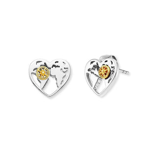 Engelsrufer Pendientes Originales de Plata Corazón con Brújula Ere-Aheart-Bist 