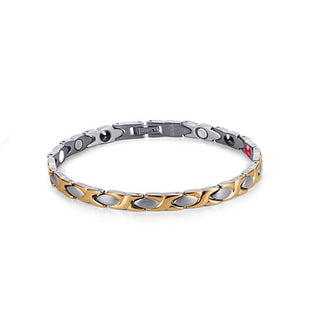 Euro Trade Plus Bracciale Magnetico Multifunzionale Larghezza 6 Mm Argento Con Oro — Bracciale