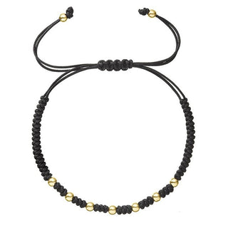 Evolution Group Pulsera Exclusiva Kabbalah Negra Con Bolitas Doradas 93T00101 Negro 