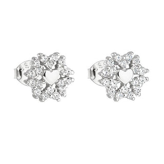Evolution Group Orecchini Argento con Zirconi Cuore 11128.1 — Orecchini