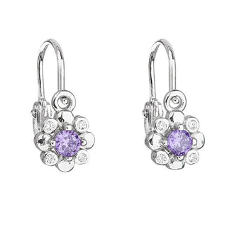 Evolution Group Pendientes para niños de plata con circonitas violetas 11174.3 