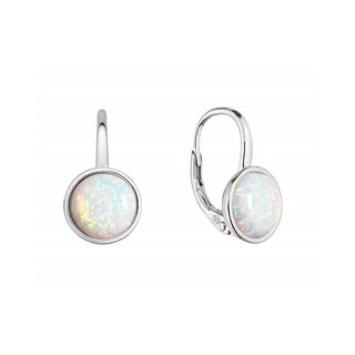 Evolution Group Pendientes colgantes de plata con ópalo sintético blanco 11466.1 Blanco 