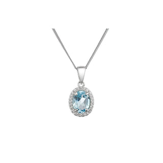 Evolution Group Collar de plata brillante con topacio auténtico y circonitas 12086.3 