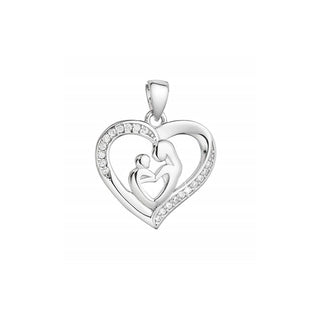 Evolution Group Colgante de corazón en plata Madre e hijo con circonitas 14019.1 