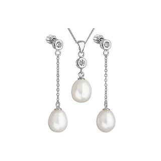 Evolution Group Perla de plata con circonitas Pavona 29005.1B Aaa Blanco (Pendientes, Cadena, Colgante) 