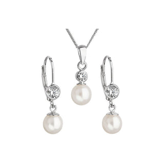 Evolution Group Parure de perles pour femme avec cristaux Pavon 29006.1 Blanc 