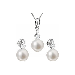 Evolution Group Pavona 29035.1B Juego de joyas de plata con perlas auténticas (pendientes, cadena, colgante) 