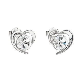 Evolution Group Pendientes De Plata Con Corazón Blanco Swarovski 31259.1 